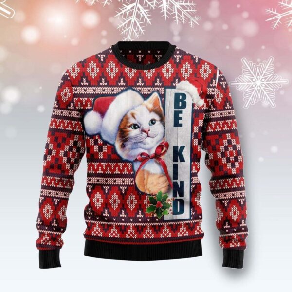 Cat Be Kind Ugly Christmas Sweater Product Photo 1