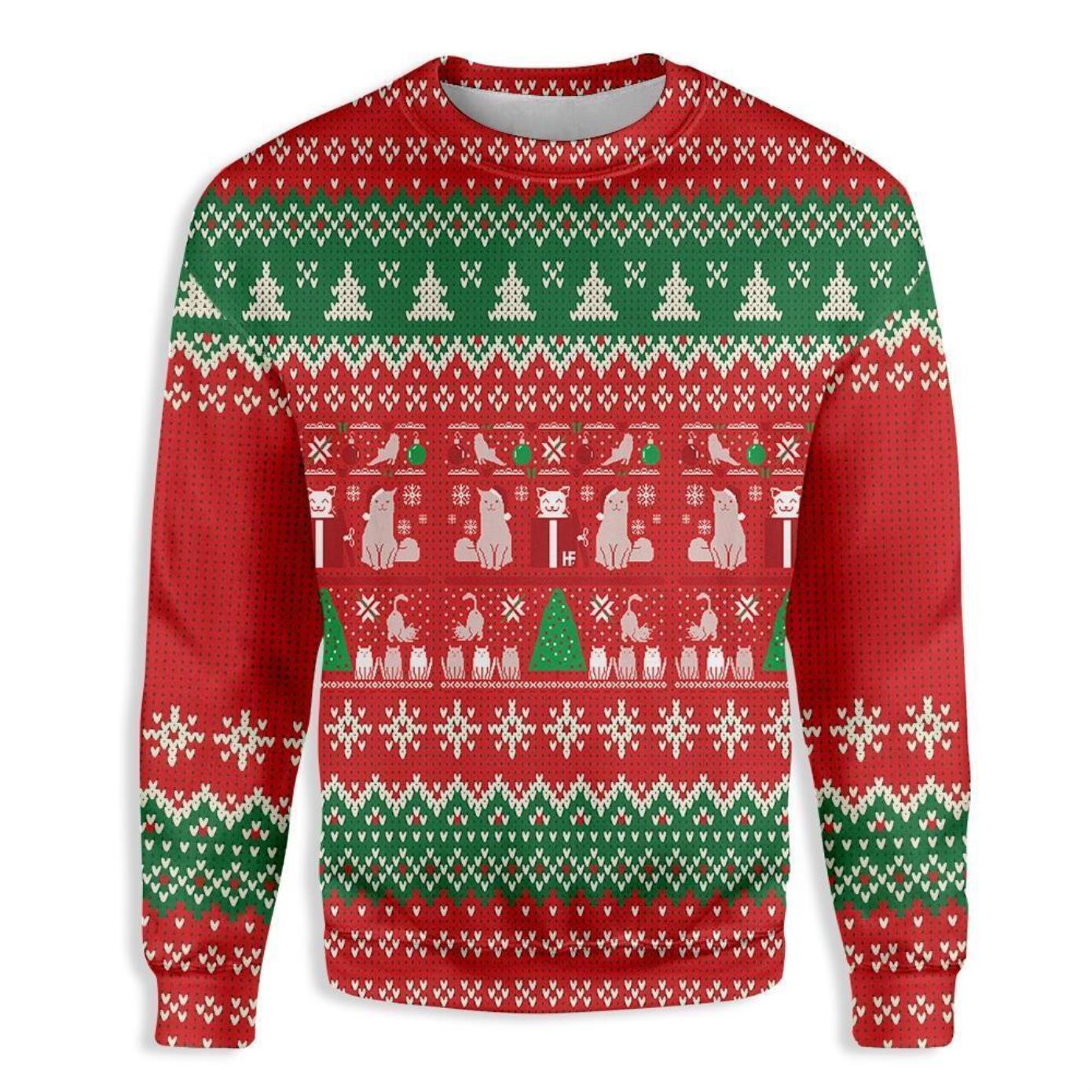 Cat Christmas Present Ugly Christmas Sweater Product Photo 1