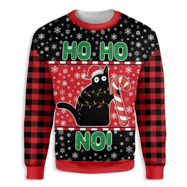 Cat Ho Ho No Christmas Ugly Christmas Sweater Product Photo 1