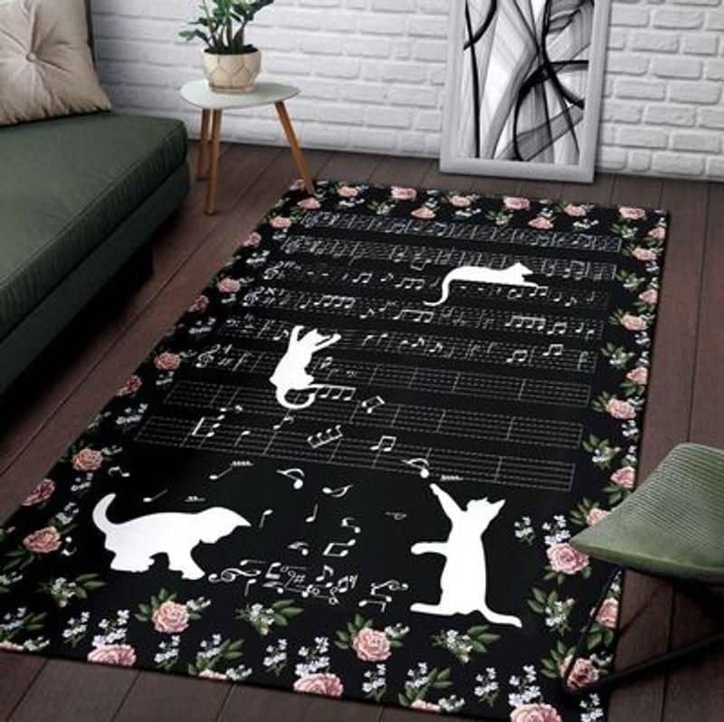 Cat Music Rectangle Rug Home Decor Product Photo 1