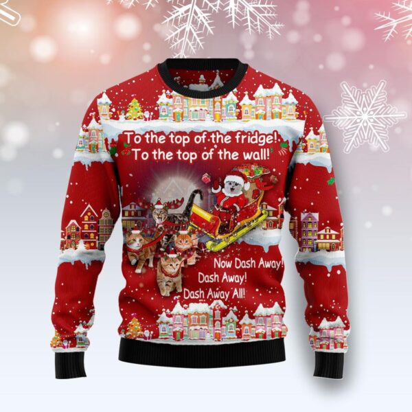 Cat Sleigh Christmas Ugly Christmas Sweater Product Photo 1