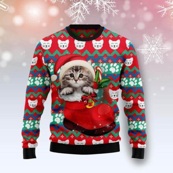 Cat Socks Ugly Christmas Sweater Product Photo 1