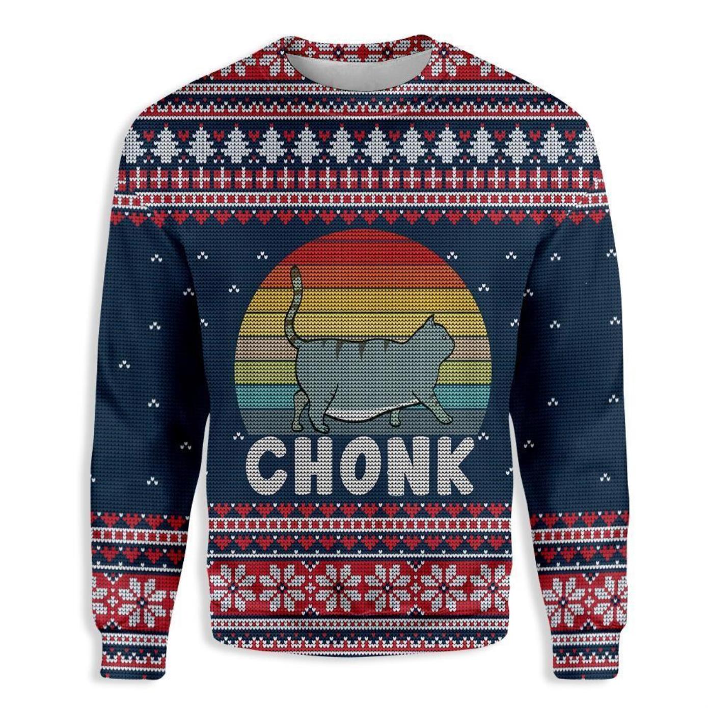 Chonk Cat Ugly Christmas Sweater Product Photo 1