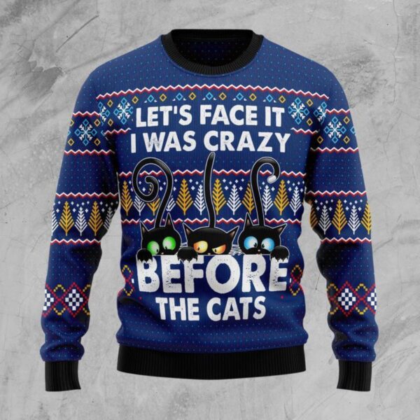 Crazy Cat Ugly Christmas Sweater Product Photo 1