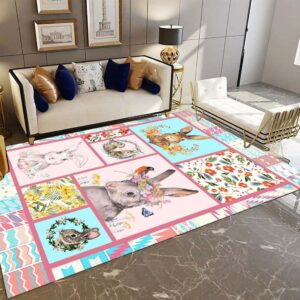 Cute Rabbit Rectangle Rug Home Decor Product Photo 1