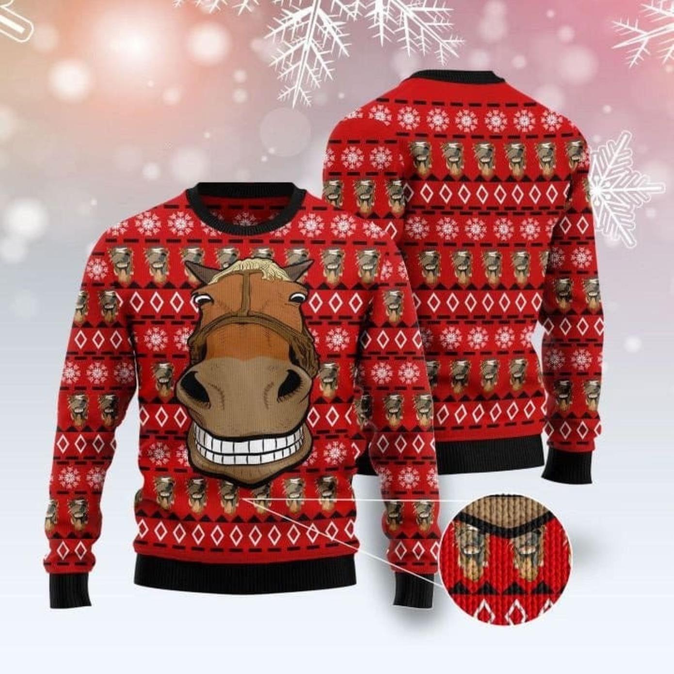 Funny Horse Ugly Christmas Sweater Product Photo 1