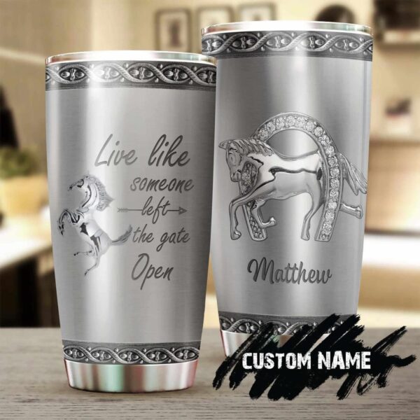 Jewelry Style Horse Lovers Live Like Someone Let The Gate Open Personalized Tumbler Product Photo 1