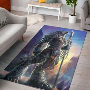 Native Wolf Rectangle Rug Home Decor Product Photo 1