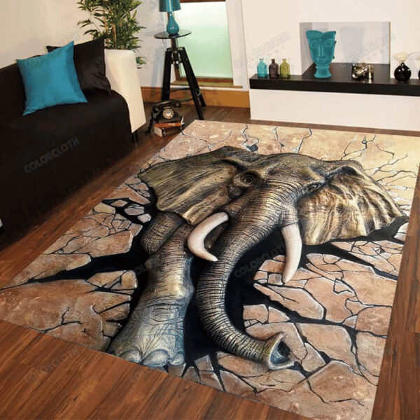 Peeking Elephant Rectangle Rug Home Decor Product Photo 2