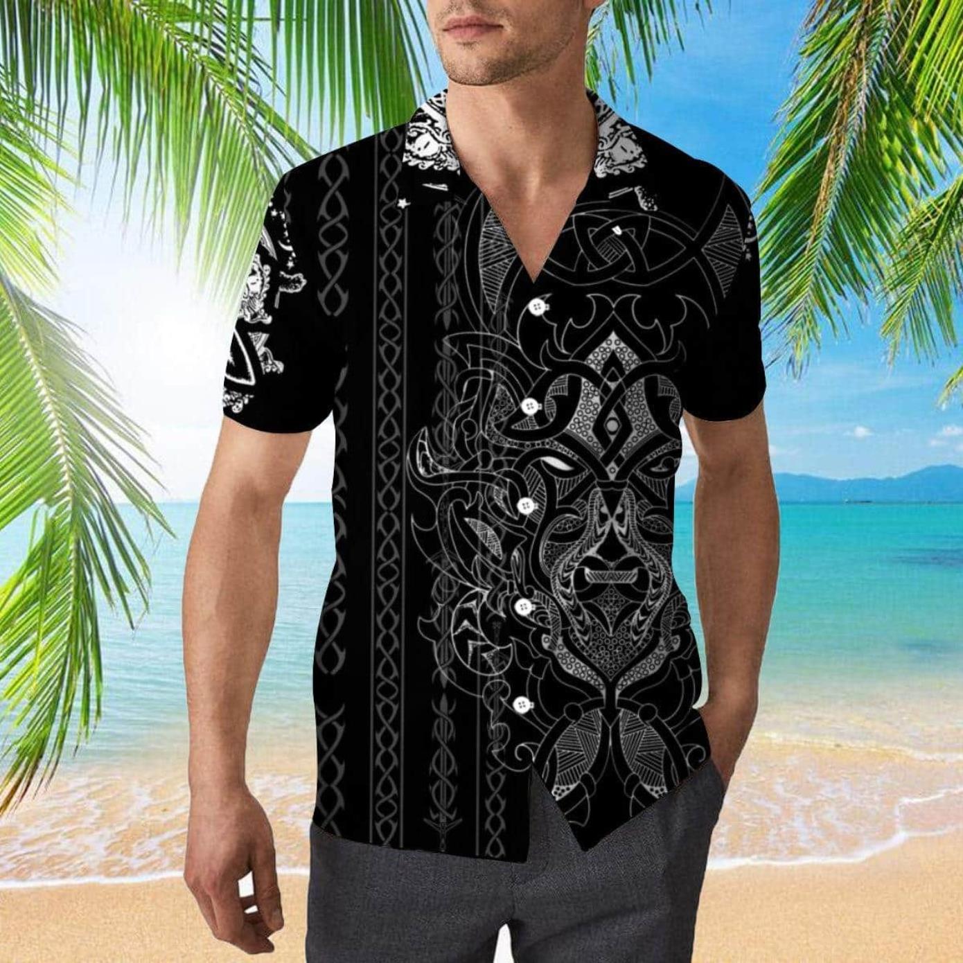 Wolf Pattern Hawaiian Shirt Product Photo 1