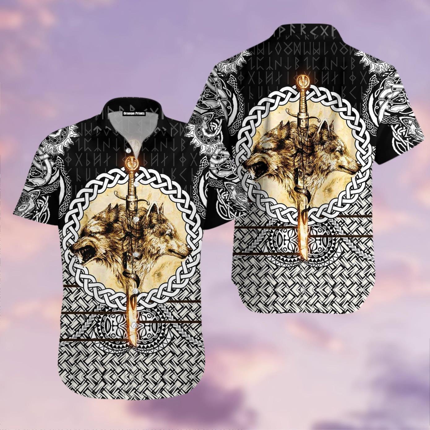 Wolf Viking Tattoo Hawaiian Shirt Product Photo 1